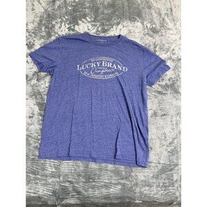 Lucky Brand Mens Blue Graphic Tee "No Compromise" Logo L